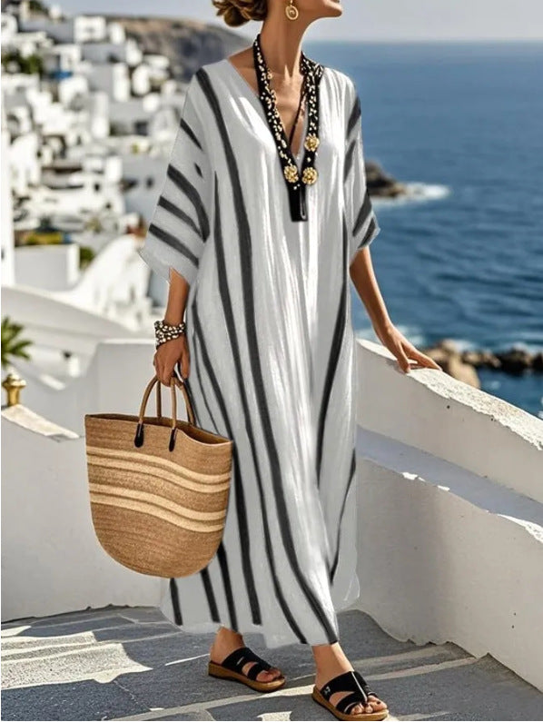 Chic Long Kaftan Dress for Effortless Mediterranean Style