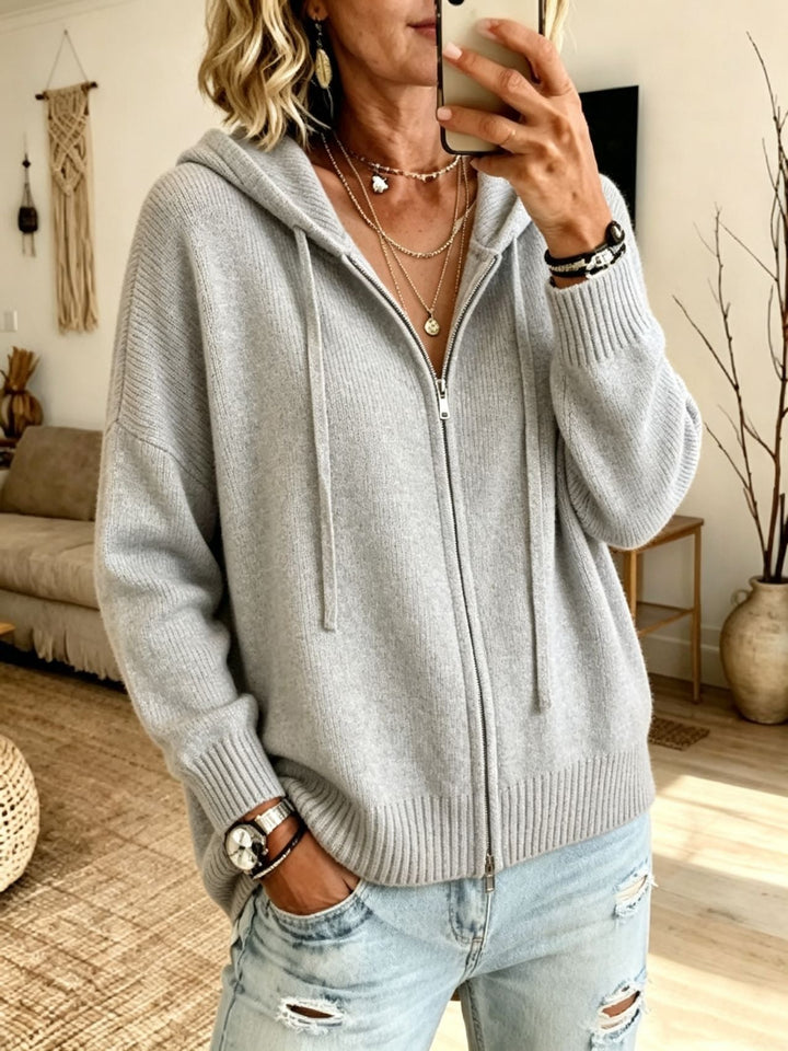 Women's Chunky Knit Zip Hoodie Cardigan