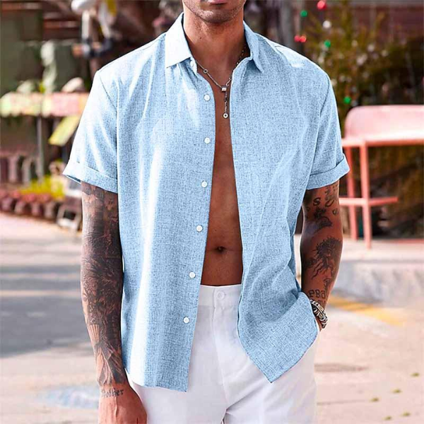 Oliver | Short-sleeved shirt made of cotton and linen