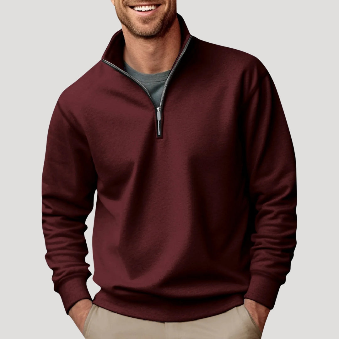 Lightweight Men's Cotton Half-Zip Sweatshirt - Breathable and Versatile