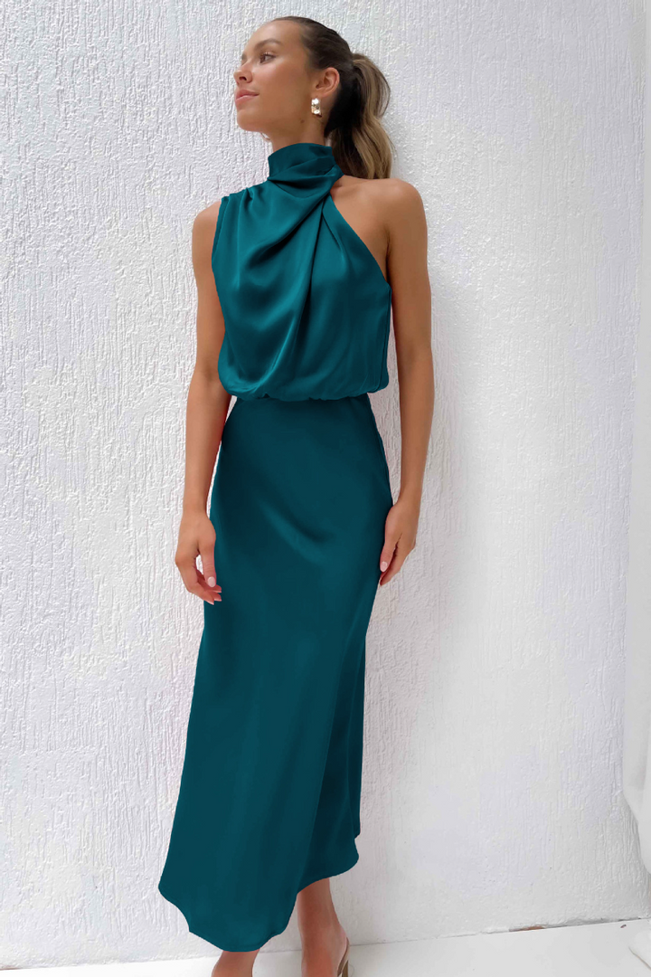Elegant Asymmetrical Midi Dress for Modern Women