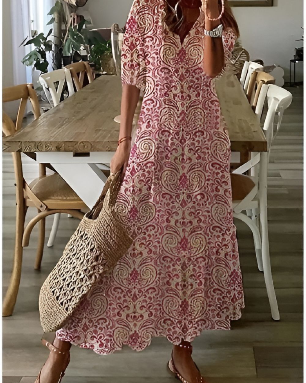 Women's Boho Dress | Tassel Tie Front Maxi