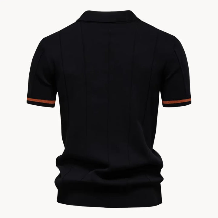 Men's Ribbed Zip Neck Polo Shirt