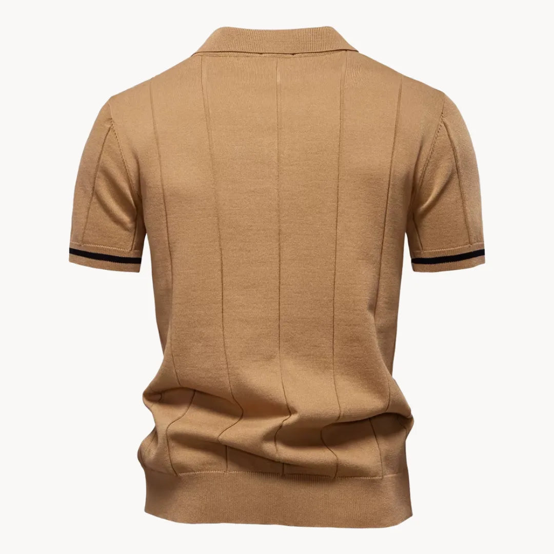 Pánské žebrované polo tričko se zipem u krku