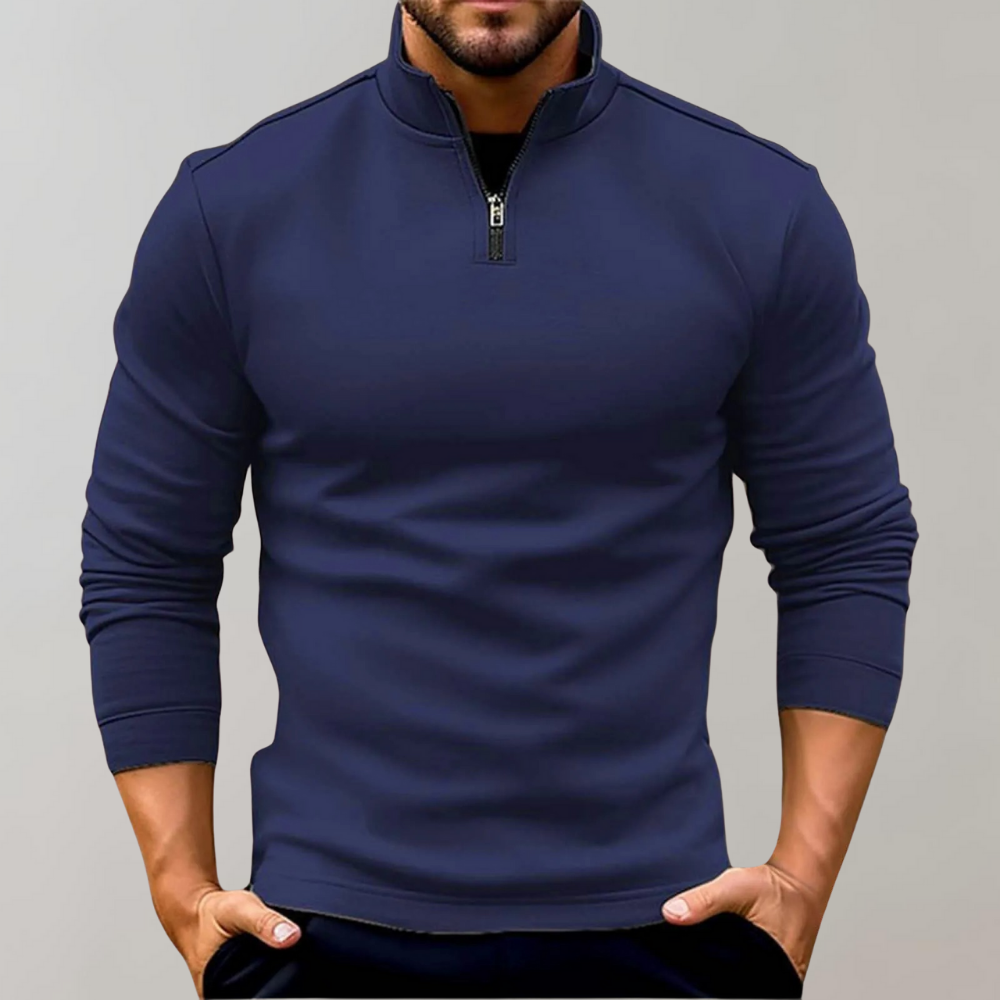 Men's Half-Zip Jumper with Stand Collar