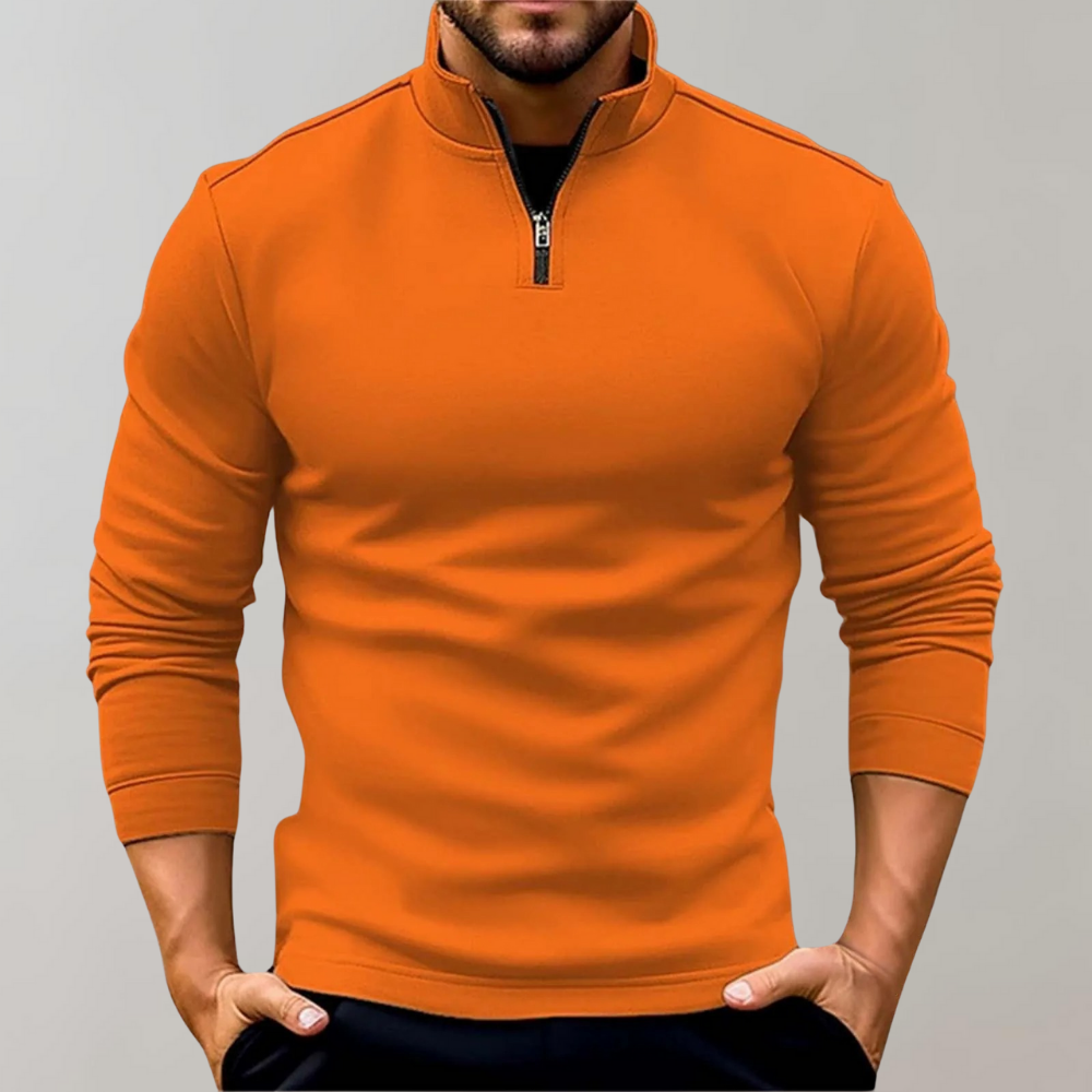Men's Half-Zip Jumper with Stand Collar
