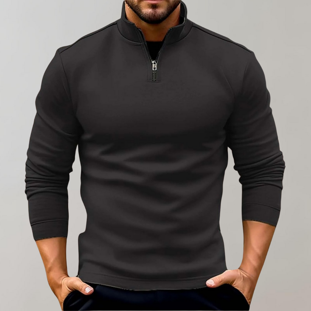 Men's Half-Zip Jumper with Stand Collar