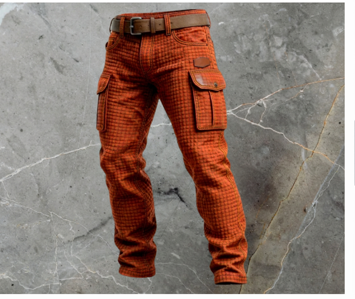 Men's Reinforced Cargo Trousers with Textured Weave