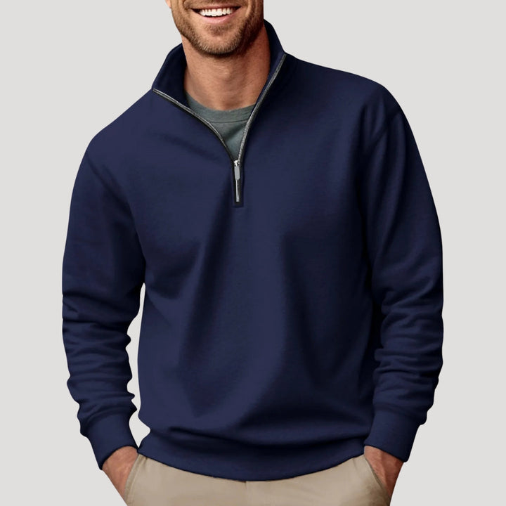 Lightweight Men's Cotton Half-Zip Sweatshirt - Breathable and Versatile