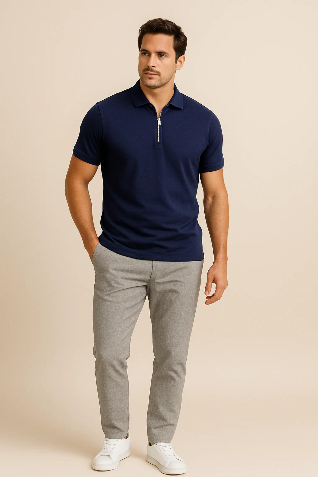 Robert Zip Polo Shirt – Slim Fit