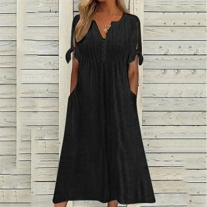 Isa | Midi Cotton Dress With Relaxed Elegance
