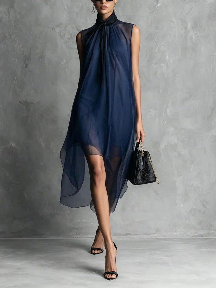 Annalise - Women's Bow Neck Chiffon Midi Dress