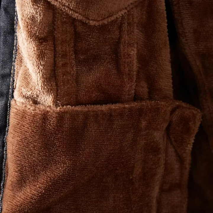 Winter Denim Jacket for Men Thick Fleece Lined Casual Cotton Outerwear