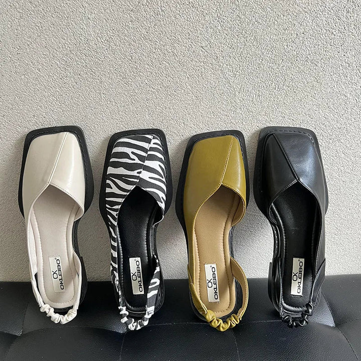 Women's Stylish Slingback Sandals with Comfortable Square Toe