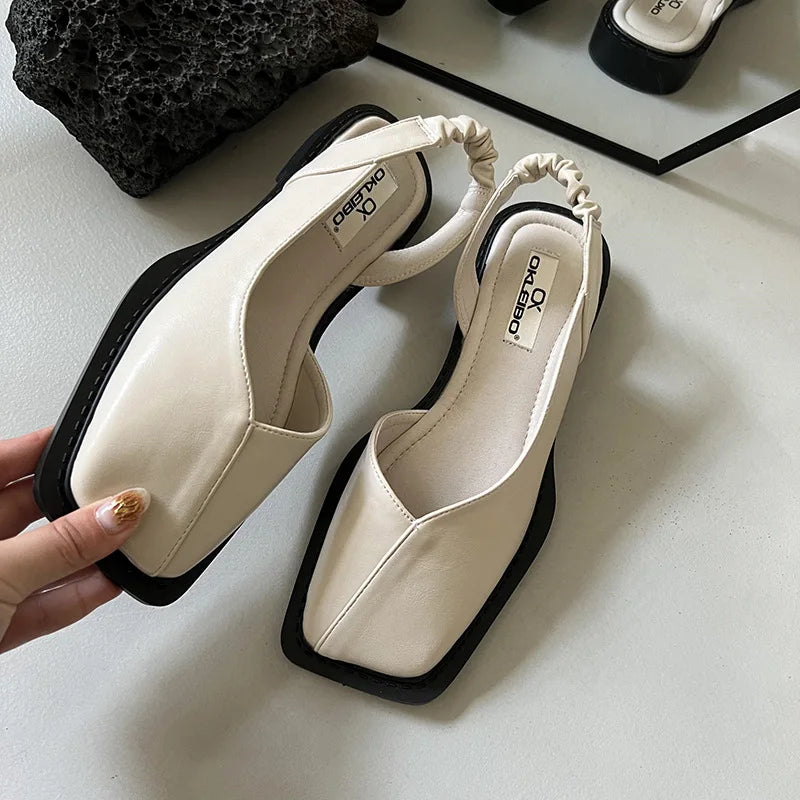 Women's Stylish Slingback Sandals with Comfortable Square Toe