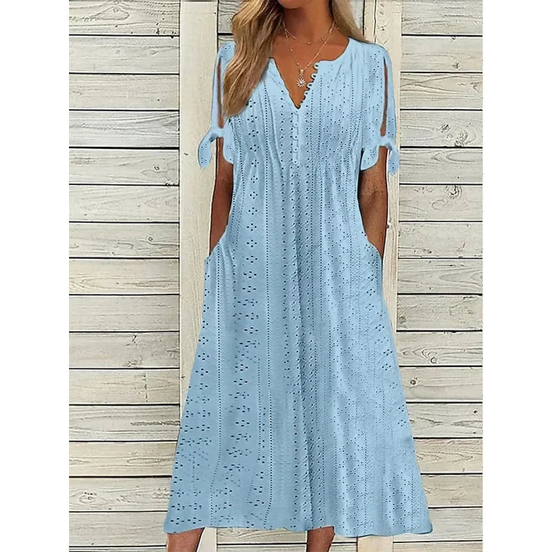 Isa | Midi Cotton Dress With Relaxed Elegance
