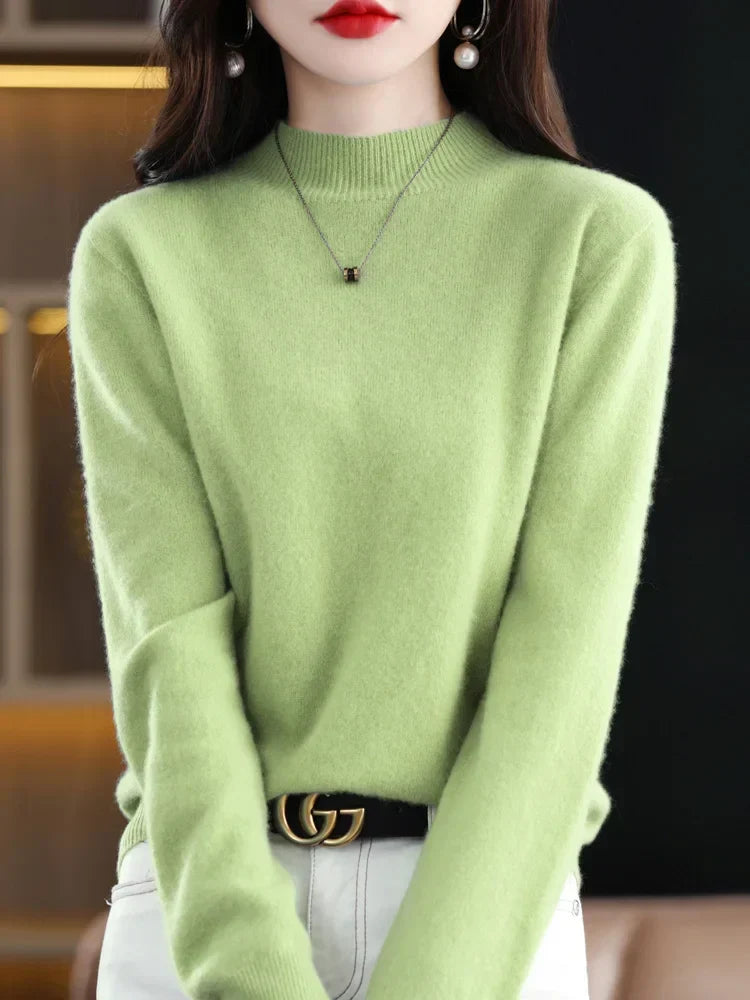 Women's Long Sleeve Knit Jumper with a High Neck