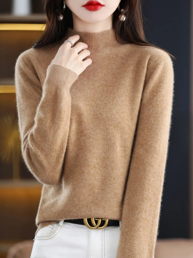 Women's Long Sleeve Knit Jumper with a High Neck – Chameau