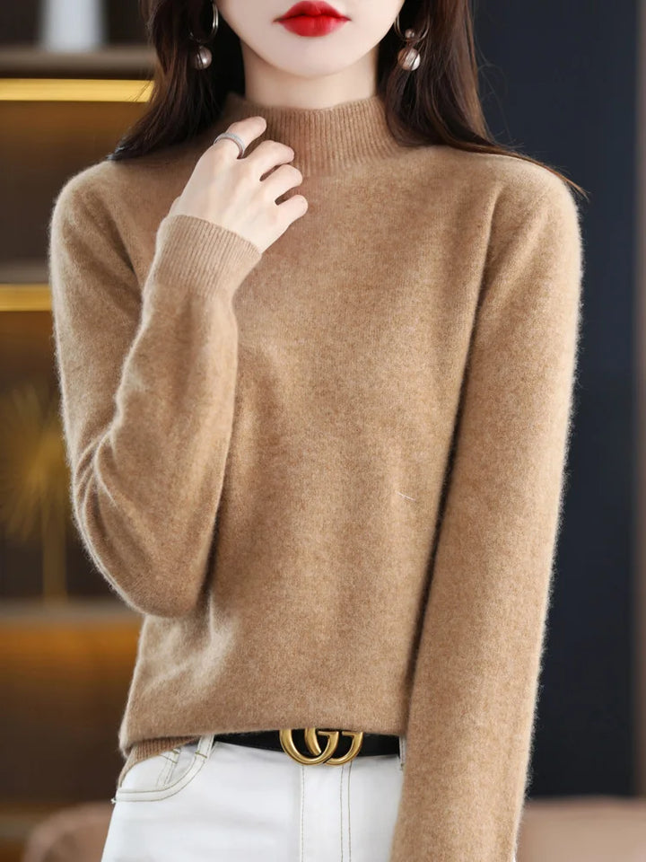 Women's Long Sleeve Knit Jumper with a High Neck – Chameau