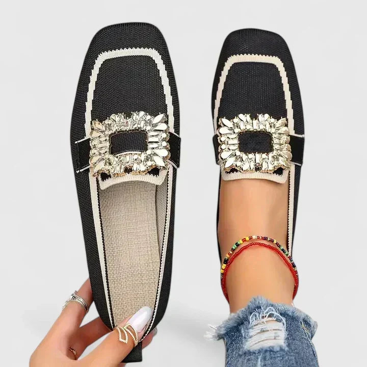 Women's Embellished Square Toe Slip-On Loafers