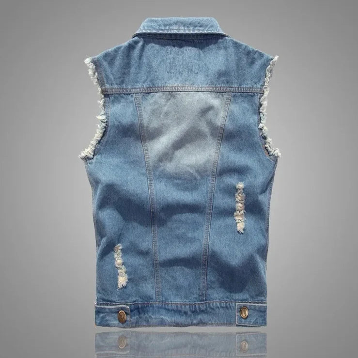 Jacob Mason Distressed Denim Vest