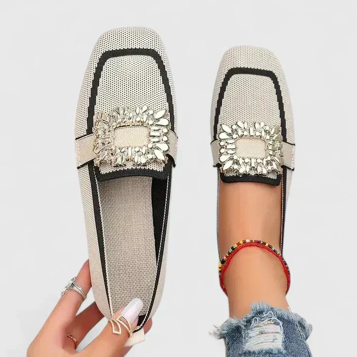 Women's Embellished Square Toe Slip-On Loafers