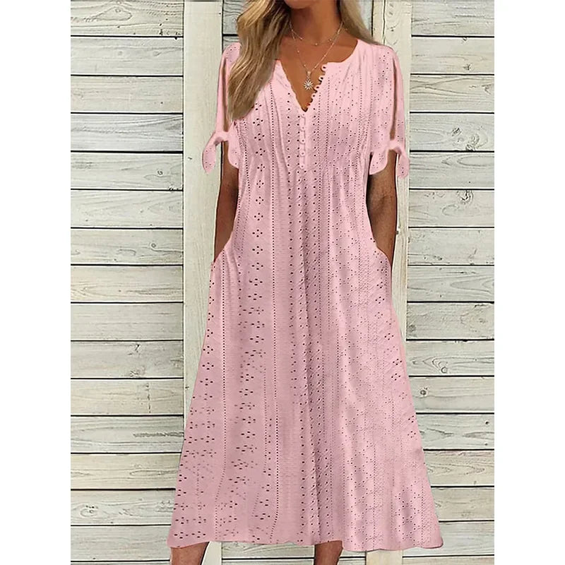 Isa | Midi Cotton Dress With Relaxed Elegance