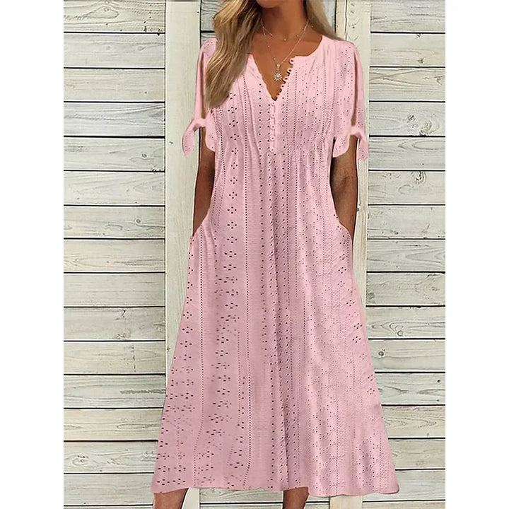 Isa | Midi Cotton Dress With Relaxed Elegance