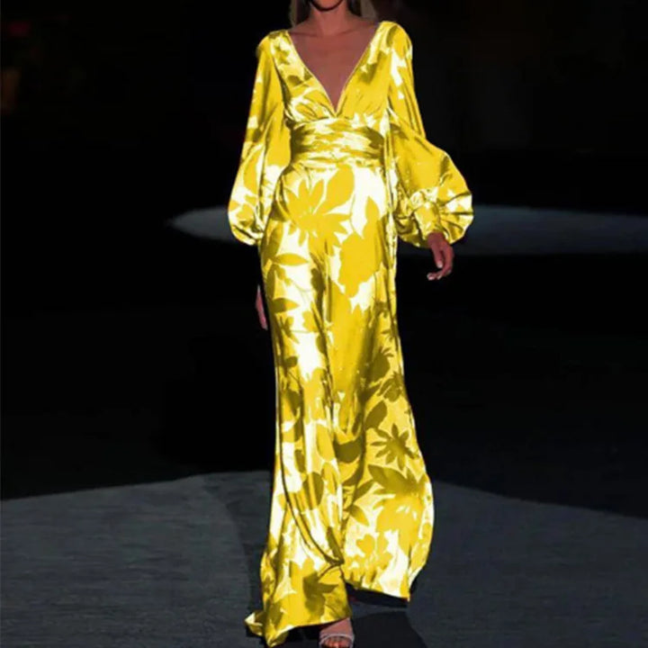 Elegant Long Dress V-Neck Long Sleeve