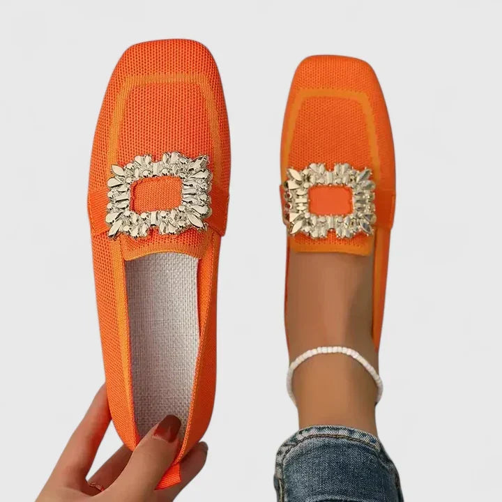Women's Embellished Square Toe Slip-On Loafers
