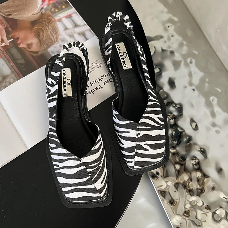 Women's Stylish Slingback Sandals with Comfortable Square Toe