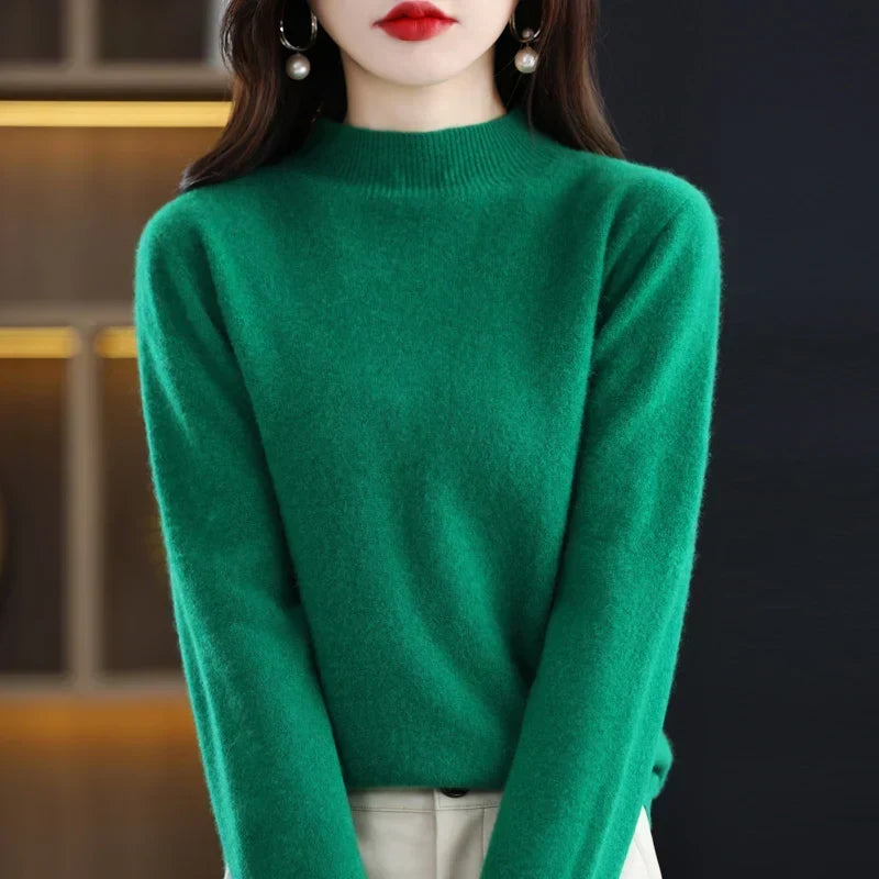 Women's Long Sleeve Knit Jumper with a High Neck