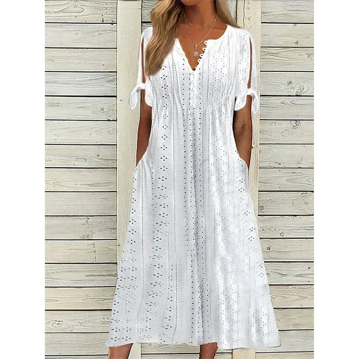 Isa | Midi Cotton Dress With Relaxed Elegance