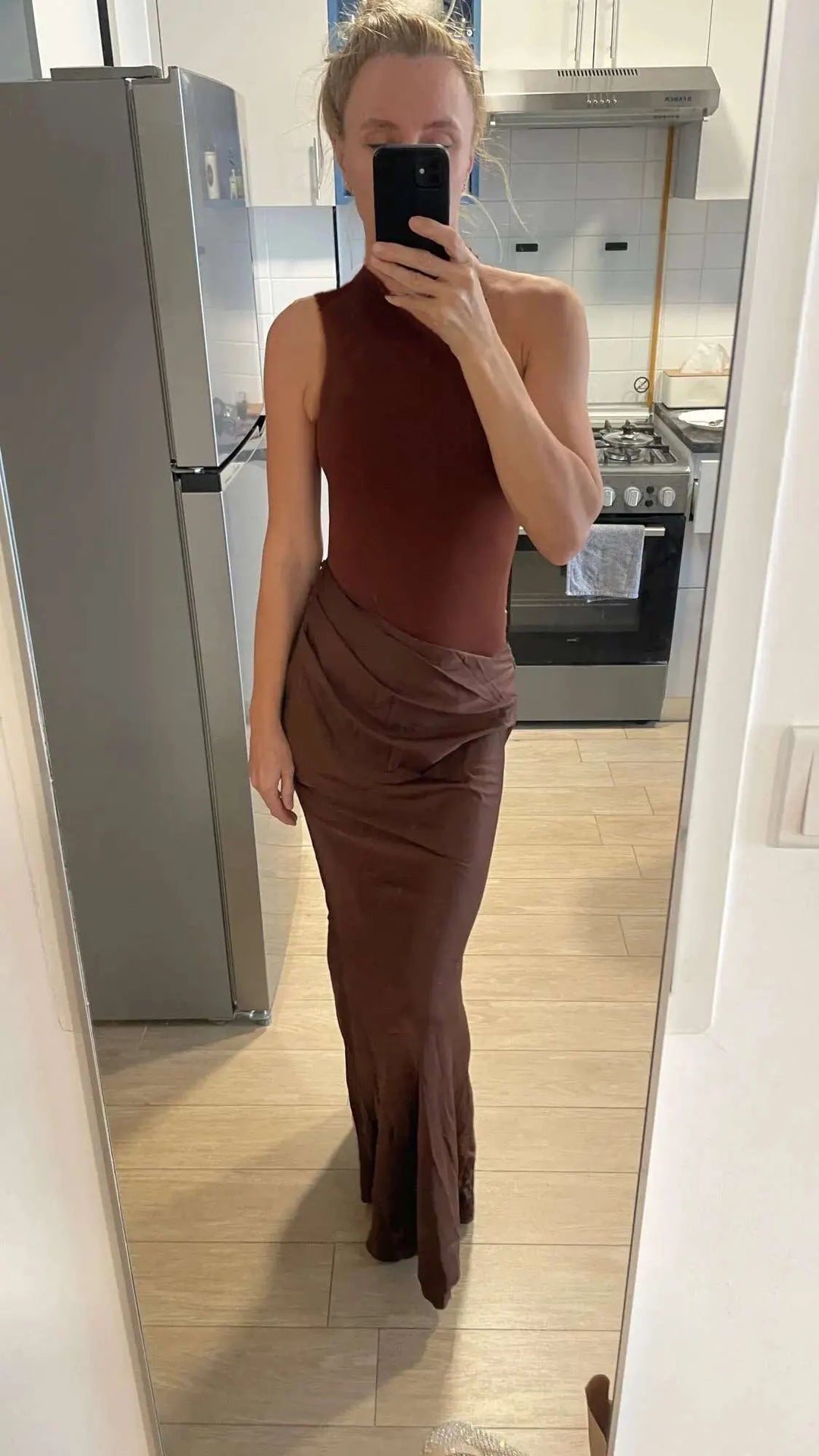 Eliza - Women's One-Shoulder Patchwork Maxi Dress