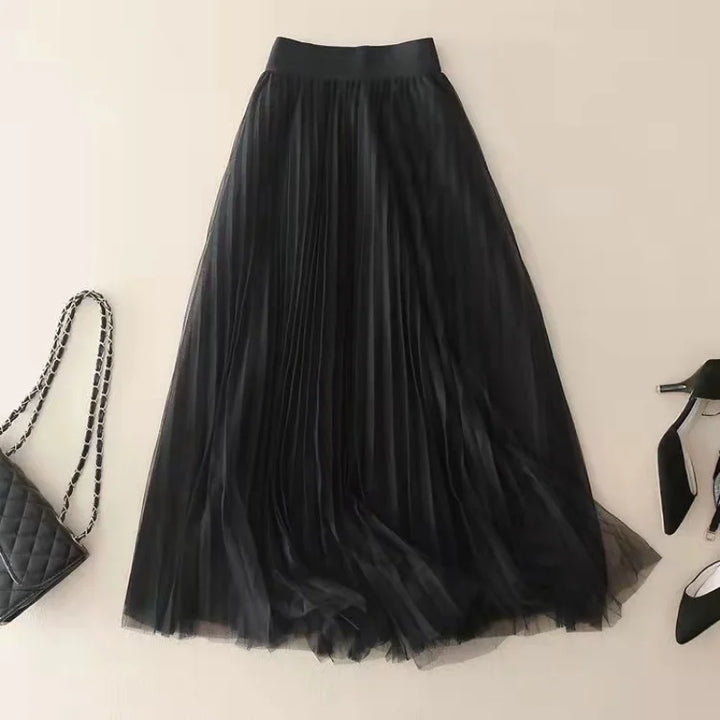 Women's High-Waisted Pleated Trousers – Black