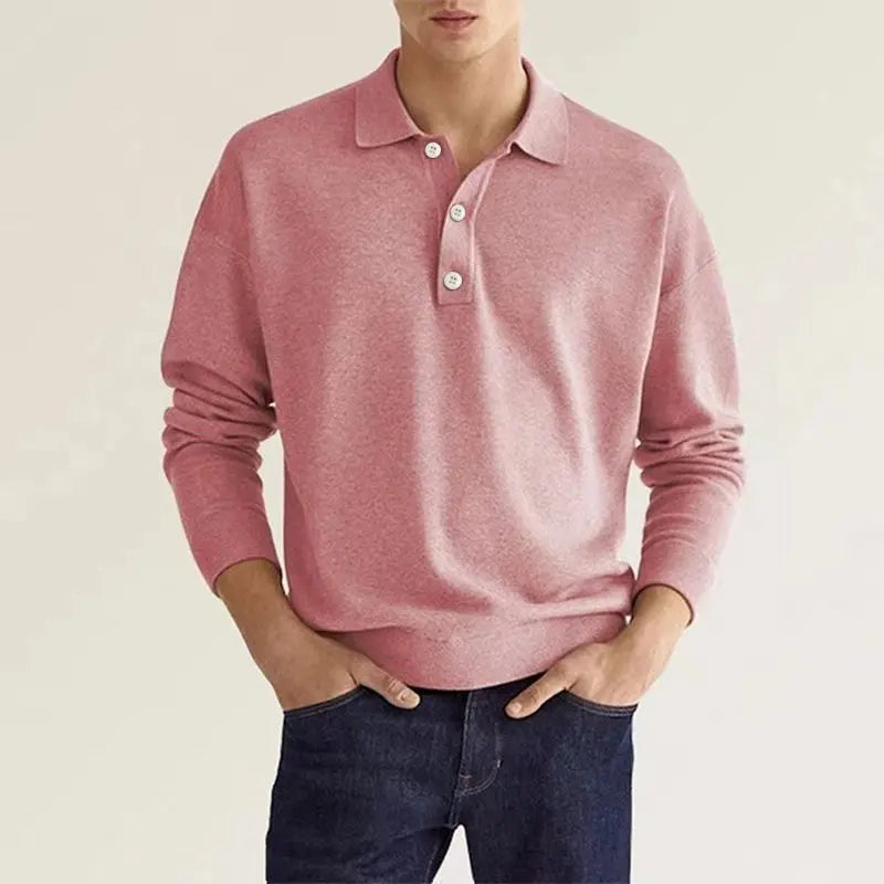 Logan | Men’s Long Sleeve Casual Knit Polo Shirt