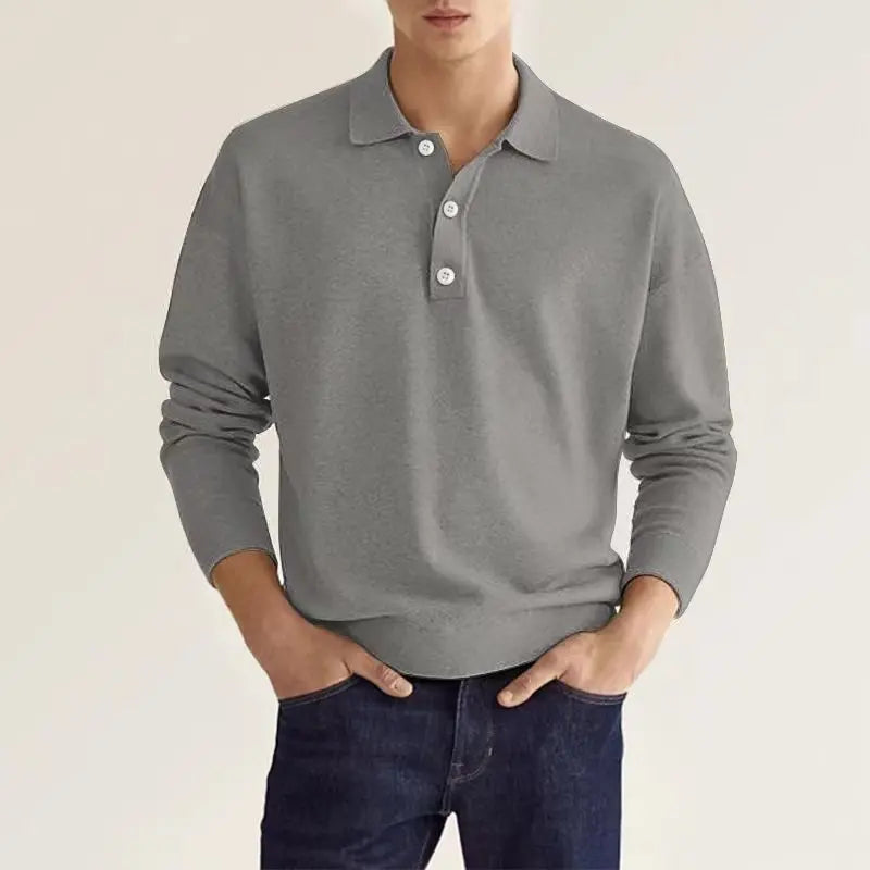 Logan | Men’s Long Sleeve Casual Knit Polo Shirt