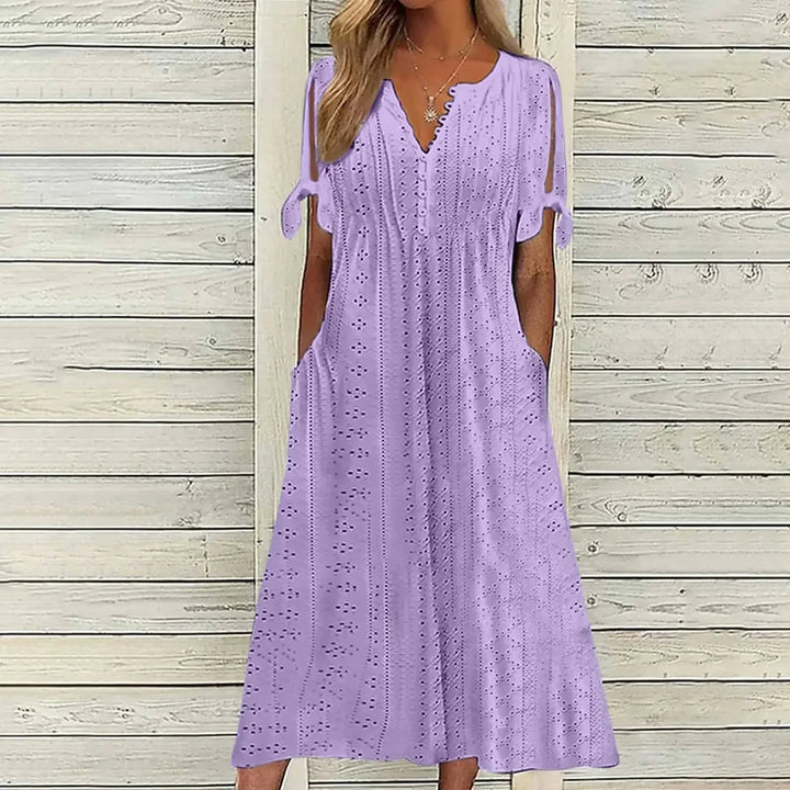 Isa | Midi Cotton Dress With Relaxed Elegance