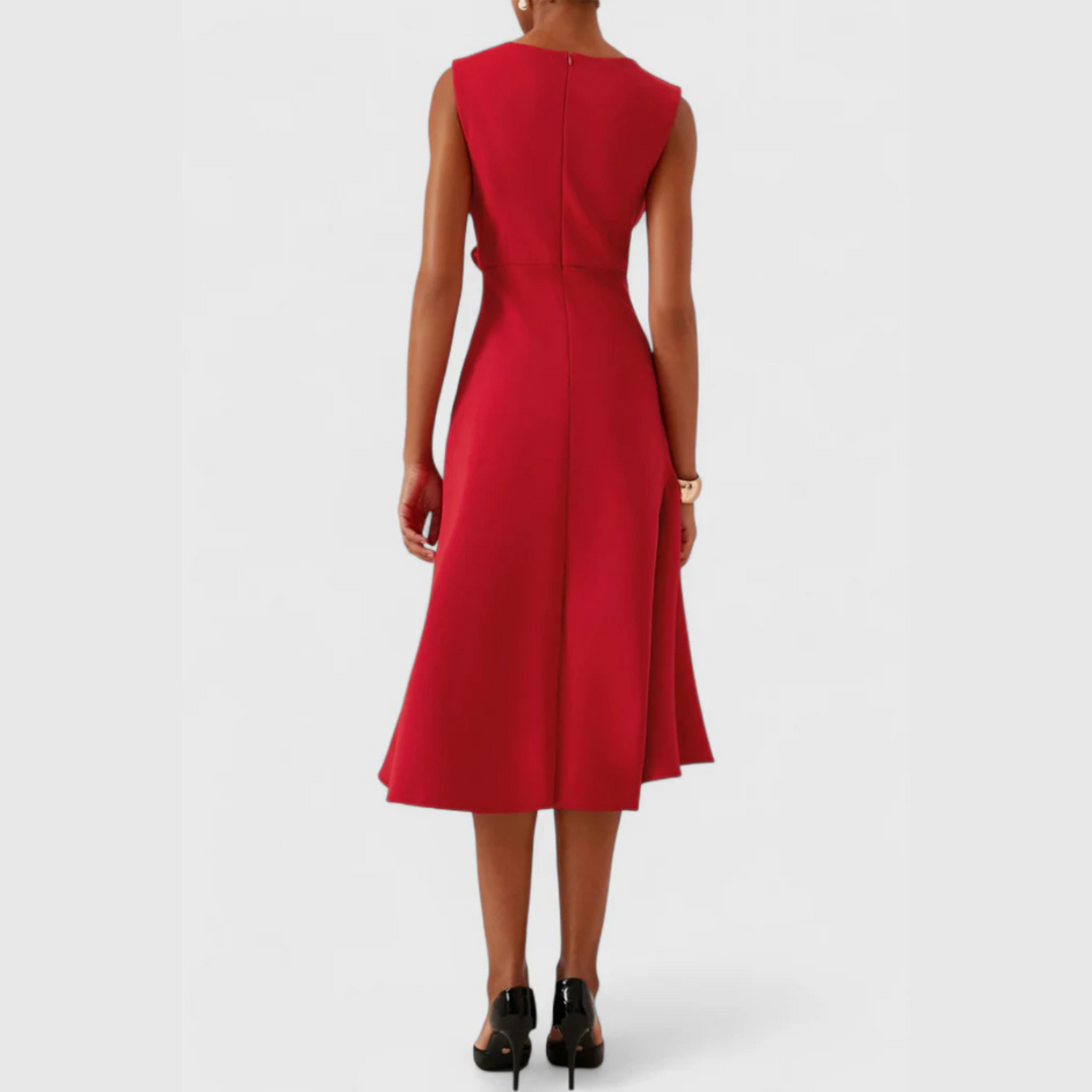 Sheila - Women's Draped Asymmetric Midi Dress