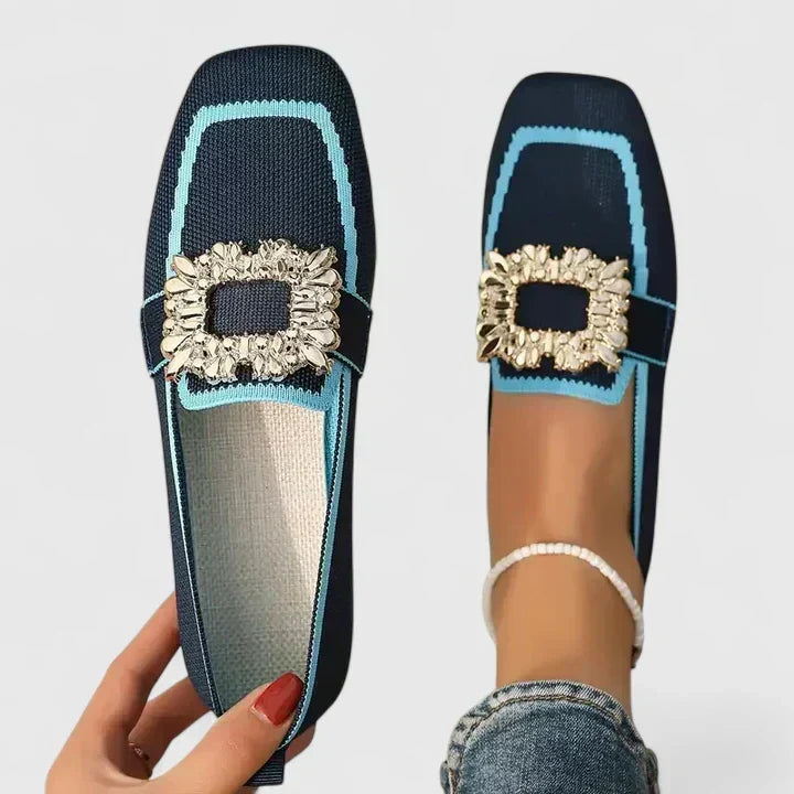 Women's Embellished Square Toe Slip-On Loafers