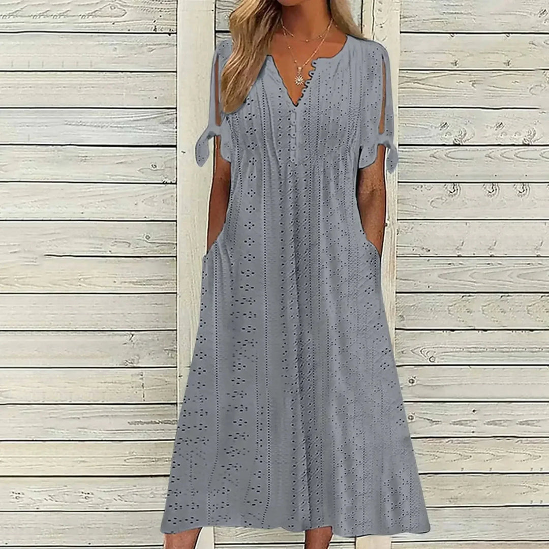 Isa | Midi Cotton Dress With Relaxed Elegance