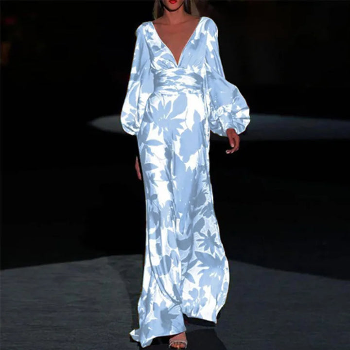 Elegant Long Dress V-Neck Long Sleeve