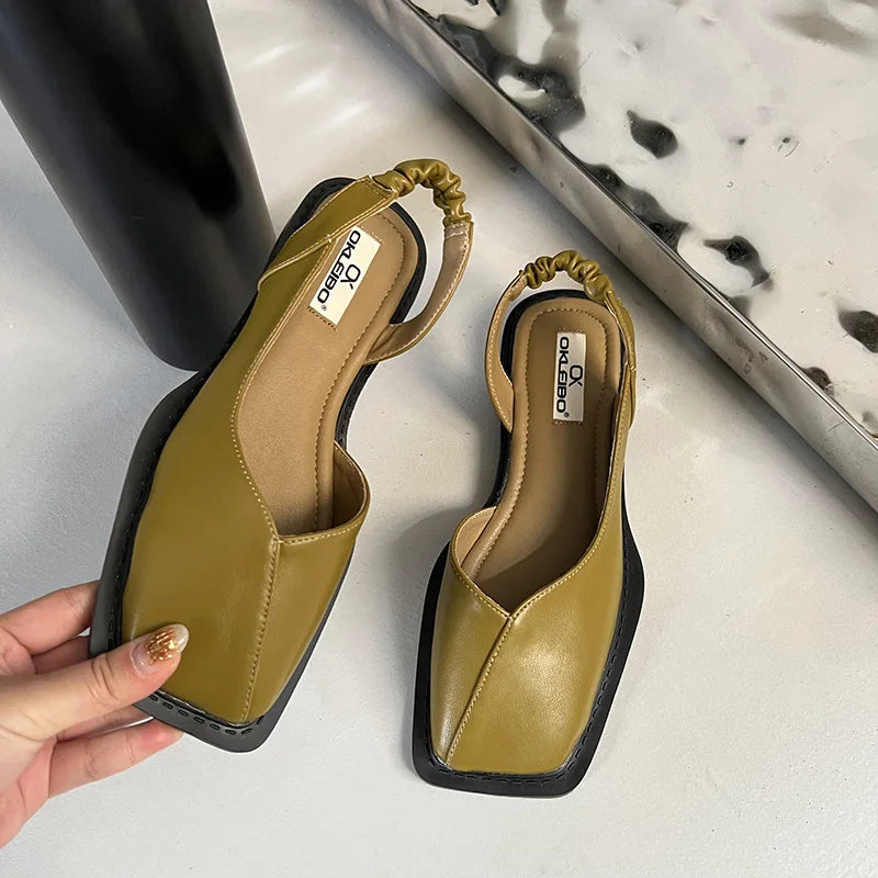 Women's Stylish Slingback Sandals with Comfortable Square Toe