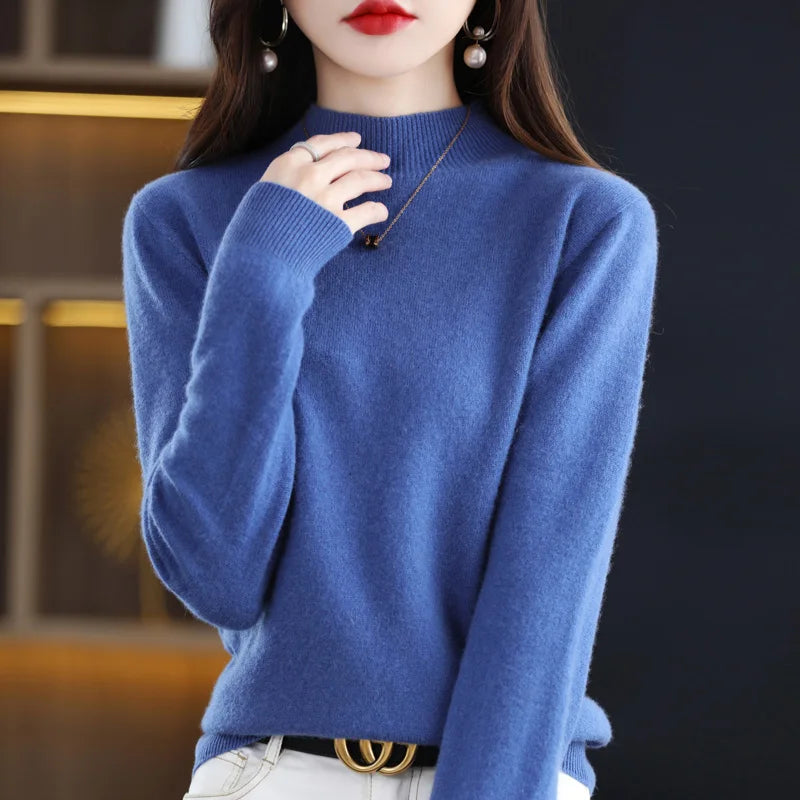 Women's Long Sleeve Knit Jumper with a High Neck
