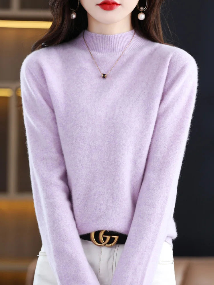 Women's Long Sleeve Knit Jumper with a High Neck – Violet Clair