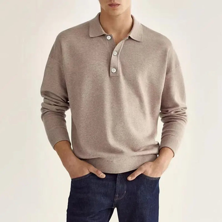 Logan | Men’s Long Sleeve Casual Knit Polo Shirt