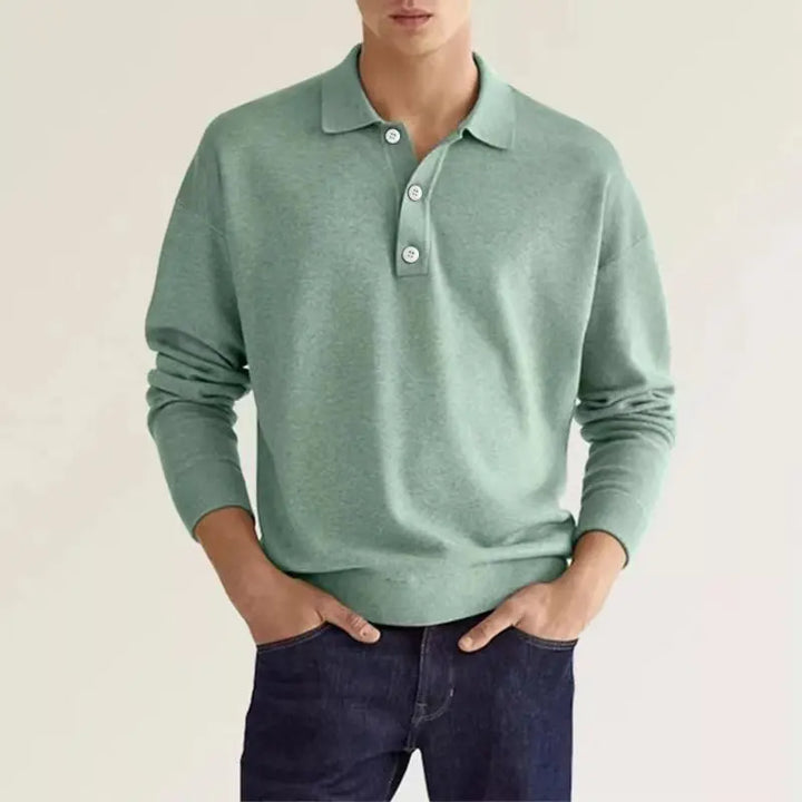 Logan | Men’s Long Sleeve Casual Knit Polo Shirt