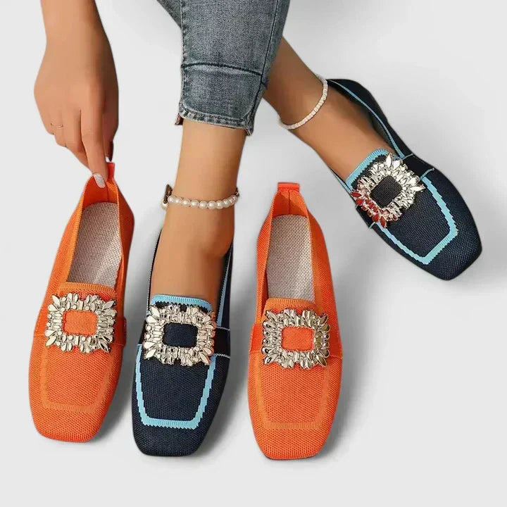 Women's Embellished Square Toe Slip-On Loafers