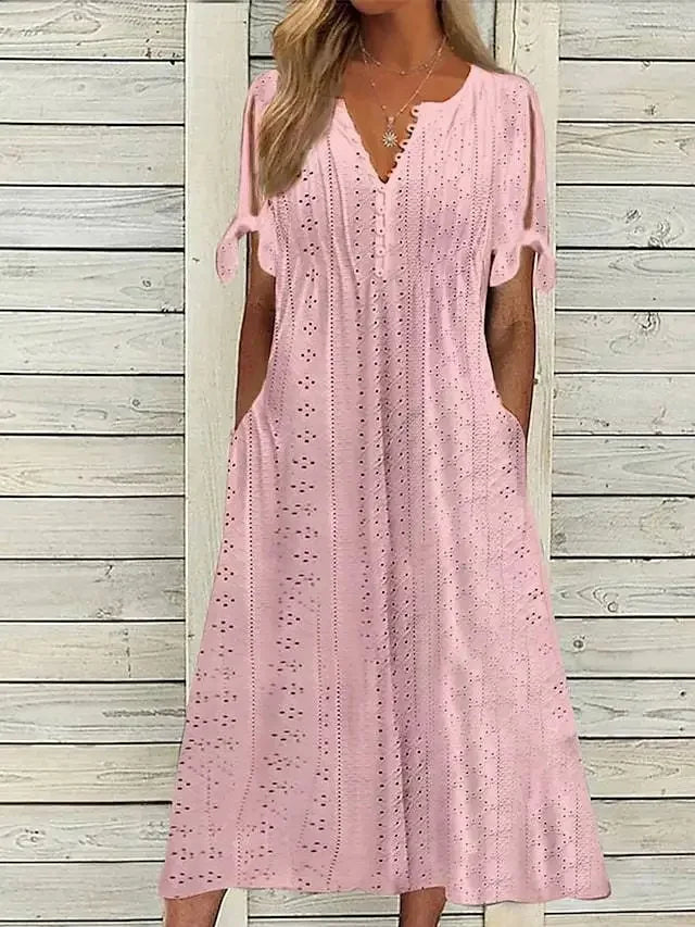 Isa | Midi Cotton Dress With Relaxed Elegance