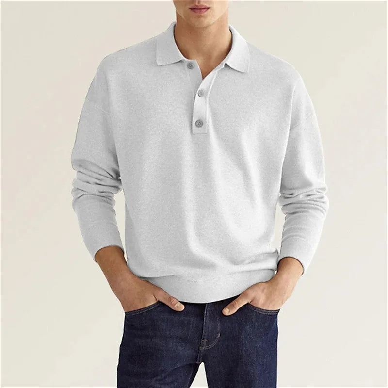 Logan | Men’s Long Sleeve Casual Knit Polo Shirt